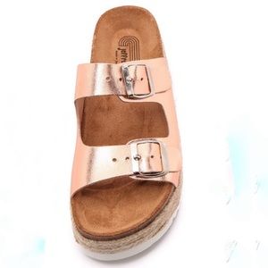 Jeffrey Campbell Rose Gold Aurelia Birkenstock Espadrille Sandal